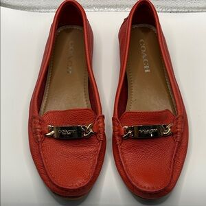 Coach “Olive” Women's Vibrant Burnt Red Leather Flats
